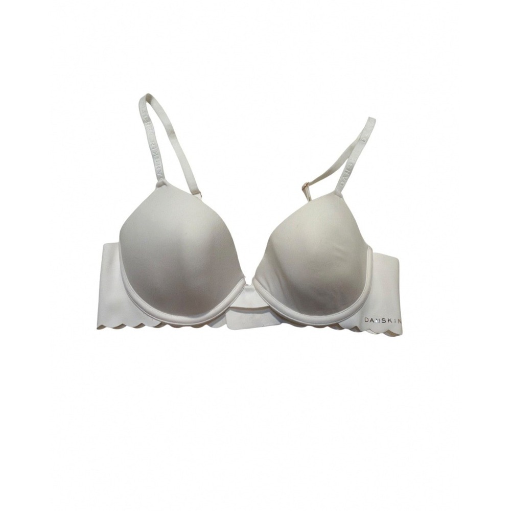 Danskin Women's Size 36B Bra White Scalloped Hem Lightly Lined Rose Gold Stretch